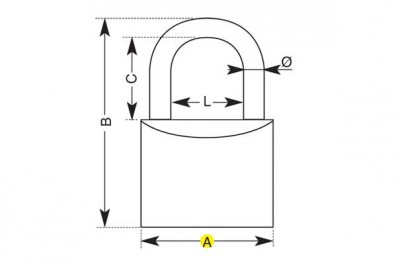 Lucchetto in ottone - Arco temperato/25mm